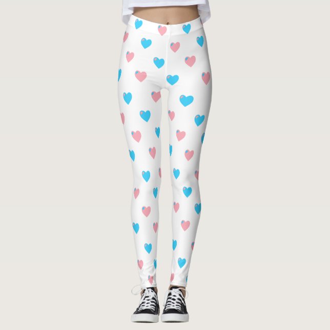 Trans Pride Medium Hearts Leggings (Front)
