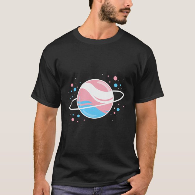 Trans Pride Outer Space Planet Transgender T-Shirt (Front)