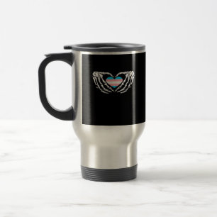 Trans Pride Skeleton Halloween Goth Heart Creative Travel Mug