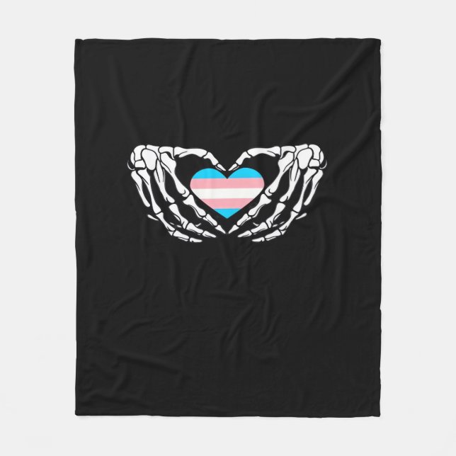 Trans Pride Skeleton Halloween Transgender Goth He Fleece Blanket (Front)