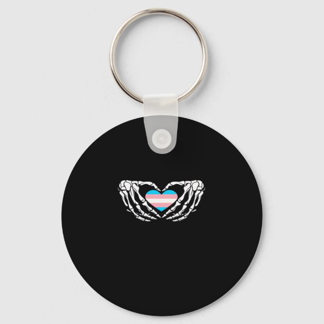Trans Pride Skeleton Halloween Transgender Goth He Key Ring (Front)