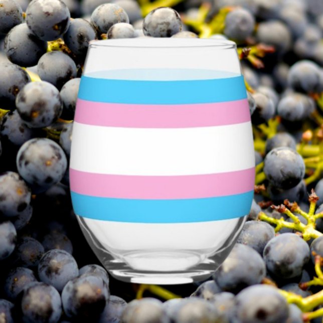 Trans Pride Stemless Wine Glass: Pour with Pride Stemless Wine Glass (Creator Uploaded)