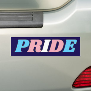 Trans Pride Transgender Flag Colours Typography Bumper Sticker