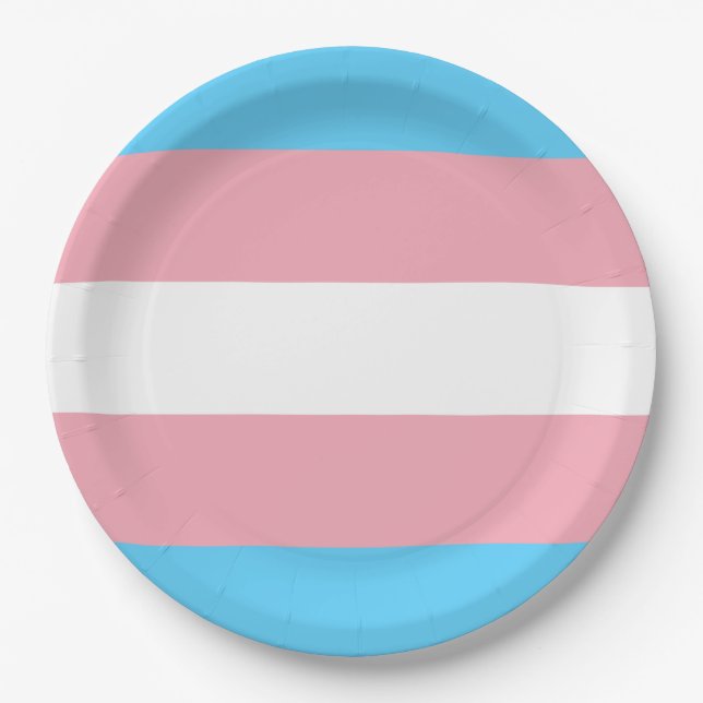Trans Pride (Transgender Pride) Flag Paper Plate (Front)