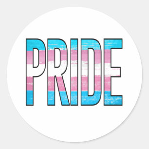 Trans Pride Word Classic Round Sticker