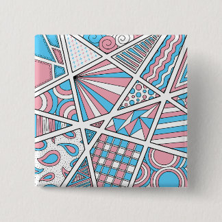 Trans Pride Zen Doodle Abstract Pink Blue White 15 Cm Square Badge