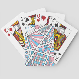 Trans Pride Zen Doodle Abstract Pink Blue White Playing Cards