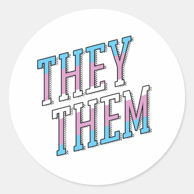 Trans Pronouns They Them Classic Round Sticker (Front)