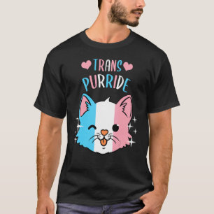 Trans Purride Cat Lgbt Transgender Flag Sunglasse T-Shirt