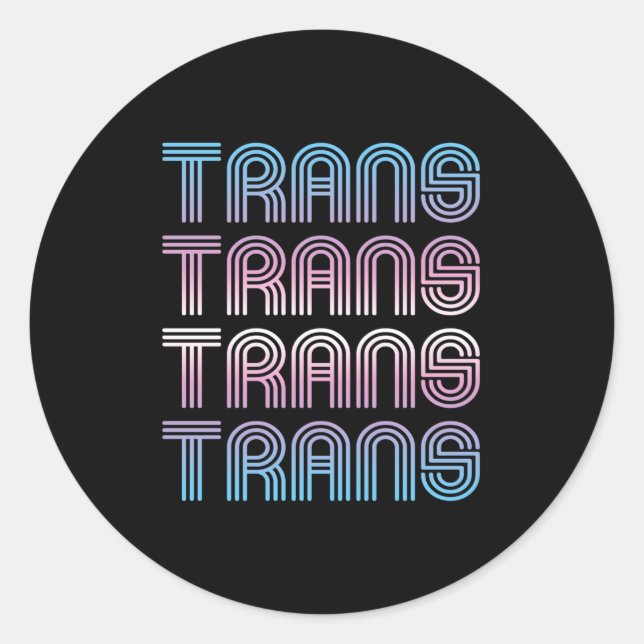 Trans Retro Pride Classic Round Sticker (Front)