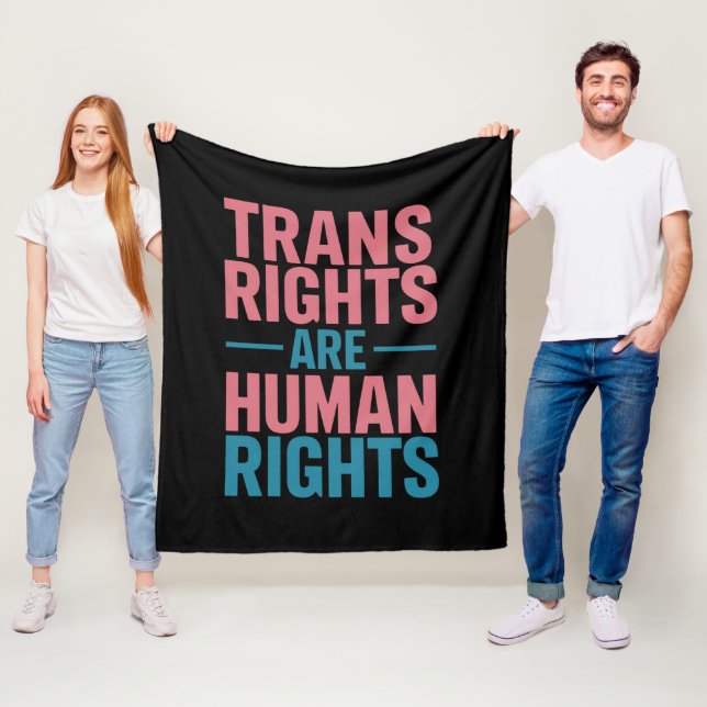 Trans Right Are Human Rights Transgender Pride Fleece Blanket (In Situ)
