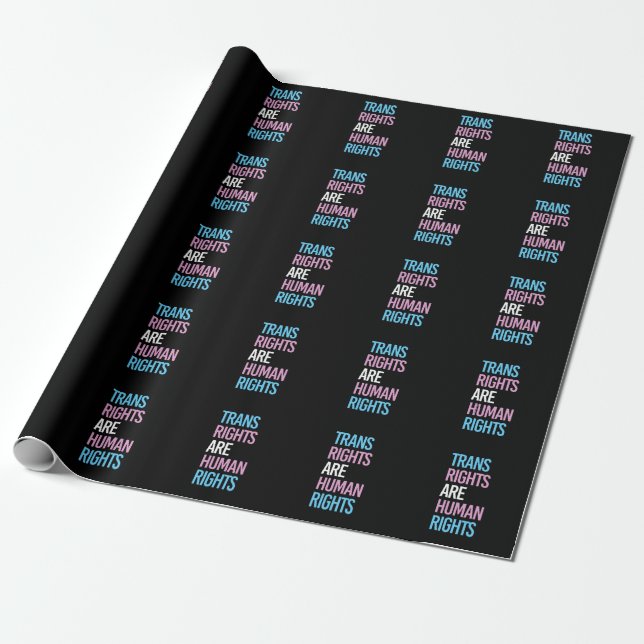 Trans rights are human rights - trans colours wrapping paper (Unrolled)