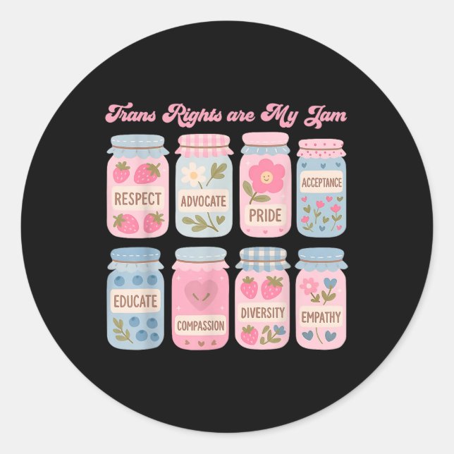 Trans Rights Are My Jam Subtle Transgender Pride M Classic Round Sticker (Front)