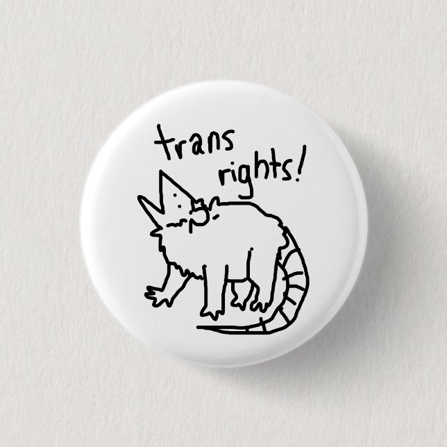 trans rights possum 3 cm round badge (Front)