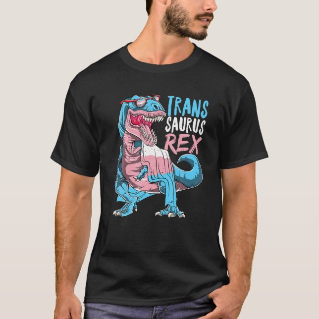 Trans Saurus Rex Allysaurus Dinosaur Transgender L T-Shirt (Front)