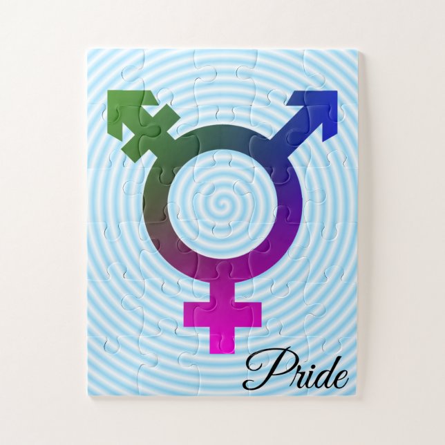 Trans* Symbol pink/blue/green Puzzle (Vertical)
