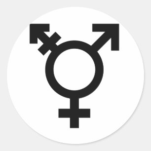 TRANS UNIVERSAL SYMBOL BLACK CLASSIC ROUND STICKER