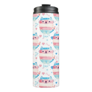 Transexual Pride Love is Love, Cute Cat LGBTQ Thermal Tumbler