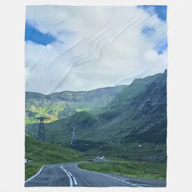 Transfagarasan Road – Carpathian Mountain Print Fleece Blanket (Front)