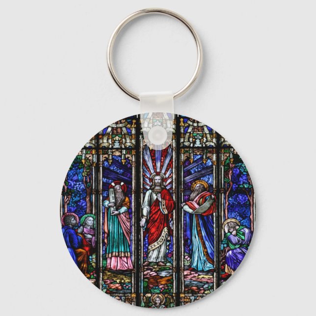 Transfiguration of Jesus Christ Stained Glass Art Key Ring (Front)
