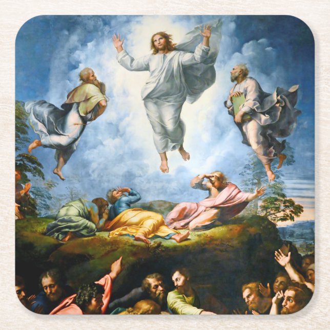 Transfiguration, Raphael Square Paper Coaster (Front)
