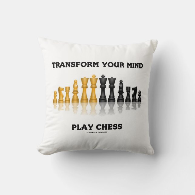 Transform Your Mind Play Chess Geek Advice Cushion (Front)