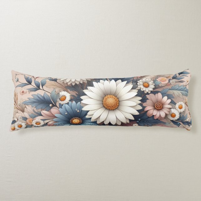 Transform Your Space with Elegant Daisy Floral Body Cushion (Front)