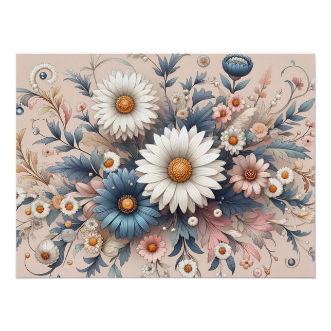 Transform Your Space with Elegant Daisy Floral Poster (Front)