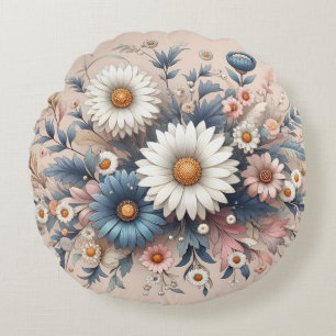 Transform Your Space with Elegant Daisy Floral Round Cushion