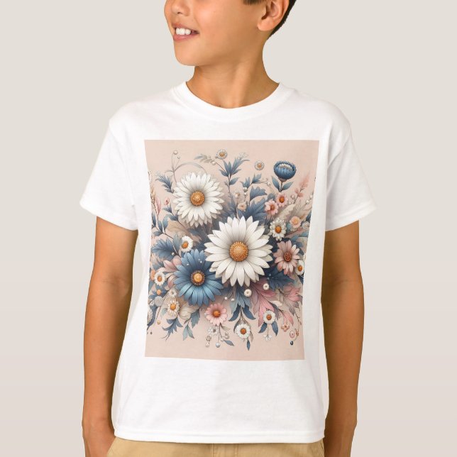 Transform Your Space with Elegant Daisy Floral T-Shirt (Front)