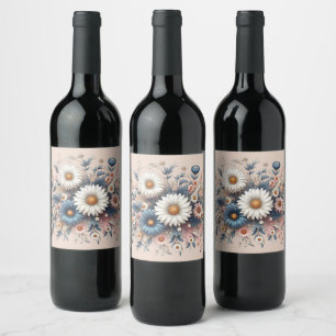 Transform Your Space with Elegant Daisy Floral Wine Label