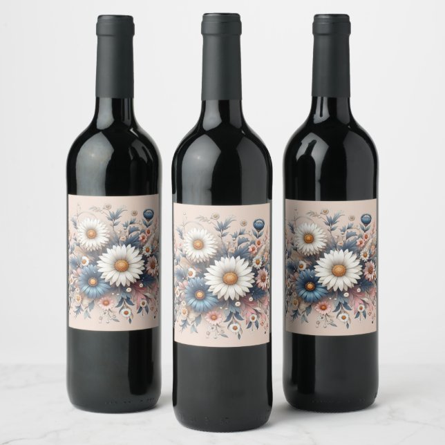 Transform Your Space with Elegant Daisy Floral Wine Label (Bottles)
