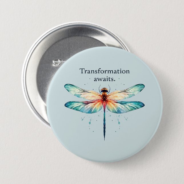Transformation Awaits - Colourful Dragonfly 7.5 Cm Round Badge (Front & Back)