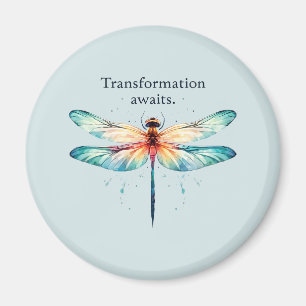Transformation Awaits - Colourful Dragonfly Magnet