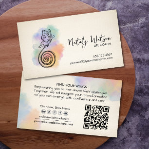 Transformation Line Art Butterfly Life Coach Business Card