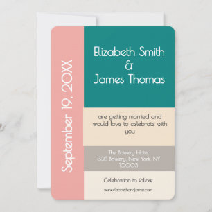 Transformative Teal Modern  Contemporary Wedding Invitation