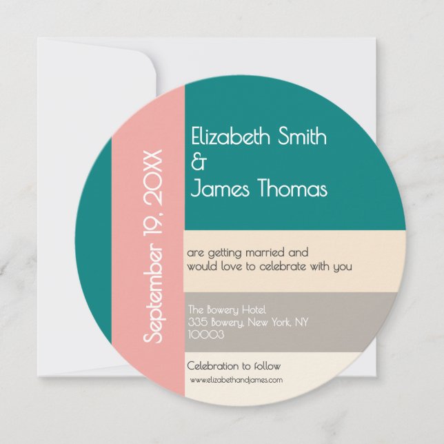 Transformative Teal Modern  Contemporary Wedding Invitation (Front)