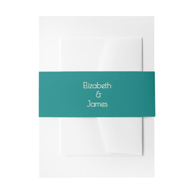 Transformative Teal Modern  Contemporary Wedding Invitation Belly Band (Front Example)
