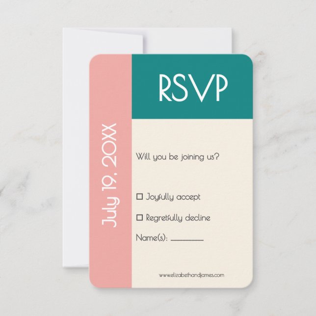 Transformative Teal Modern  Contemporary Wedding RSVP Card (Front)