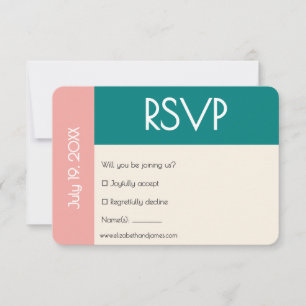 Transformative Teal Modern  Contemporary Wedding RSVP Card