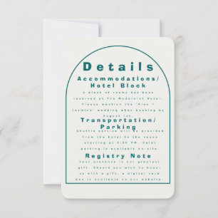 Transformative Teal Modern Craft Wedding Details Invitation
