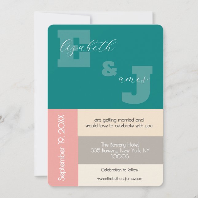 Transformative Teal Modern Script Wedding Invitation (Front)