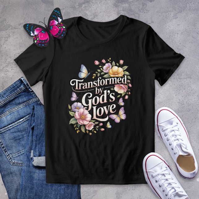 Transformed by God's Love Floral Butterfly Shirt (Creator Uploaded)