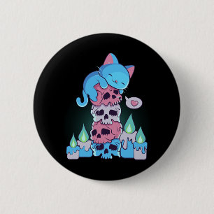 Transgender Aesthetic Kawaii Cat On Skulls Subtle 6 Cm Round Badge