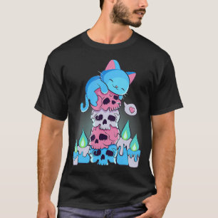 Transgender Aesthetic Kawaii Cat on Skulls Subtle  T-Shirt
