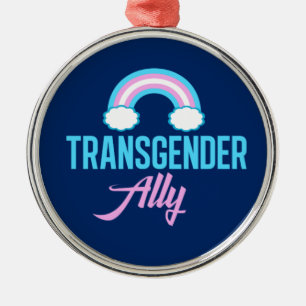 Transgender Ally Blue Pink White Rainbow Support Metal Tree Decoration