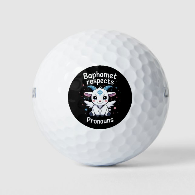 Transgender Baphomet Respects Pronouns Trans Pride Golf Balls (Front)