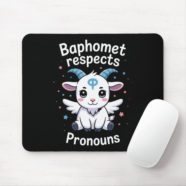 Transgender Baphomet Respects Pronouns Trans Pride Mouse Pad (With Mouse)