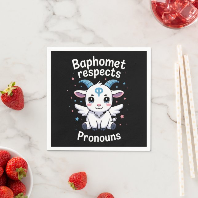 Transgender Baphomet Respects Pronouns Trans Pride Napkin (Insitu)