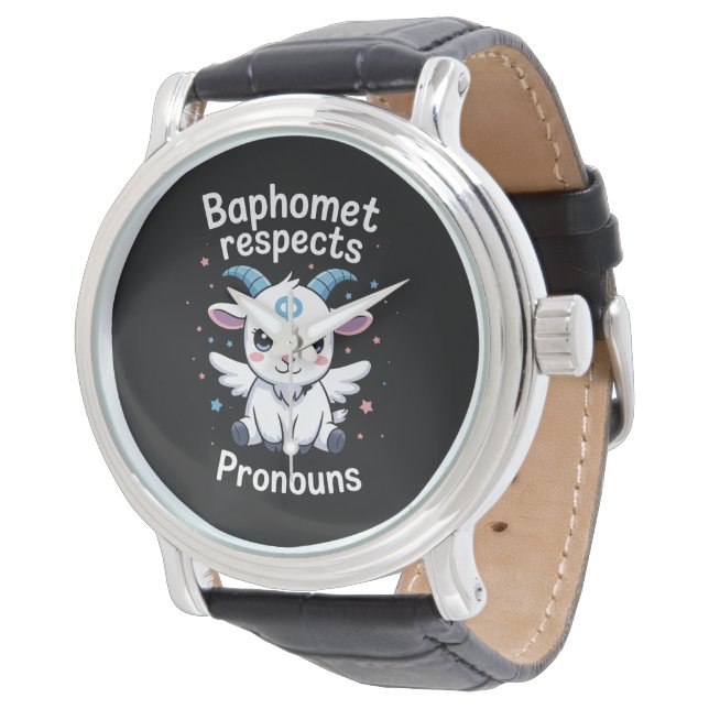 Transgender Baphomet Respects Pronouns Trans Pride Watch (Angled)
